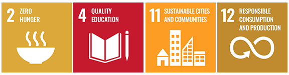 "2 - Zero Hunger", "4 - Quality Education", “11 - Sustainable Cities and Communities”, “12 -  Responsible Consumption and Production”