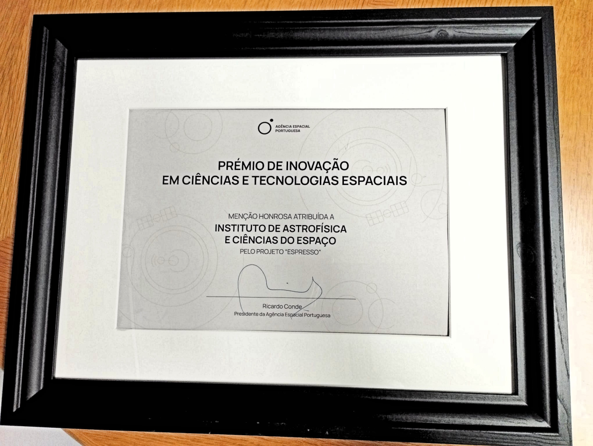Foto da Menção Honrosa atribuída ao projeto ESPRESSO.