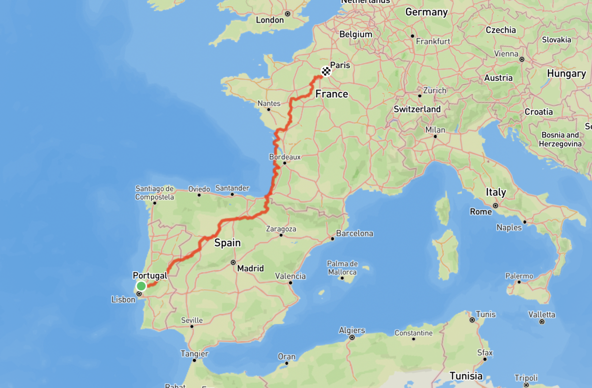 Percurso de Luís Letão de Portugal até França
