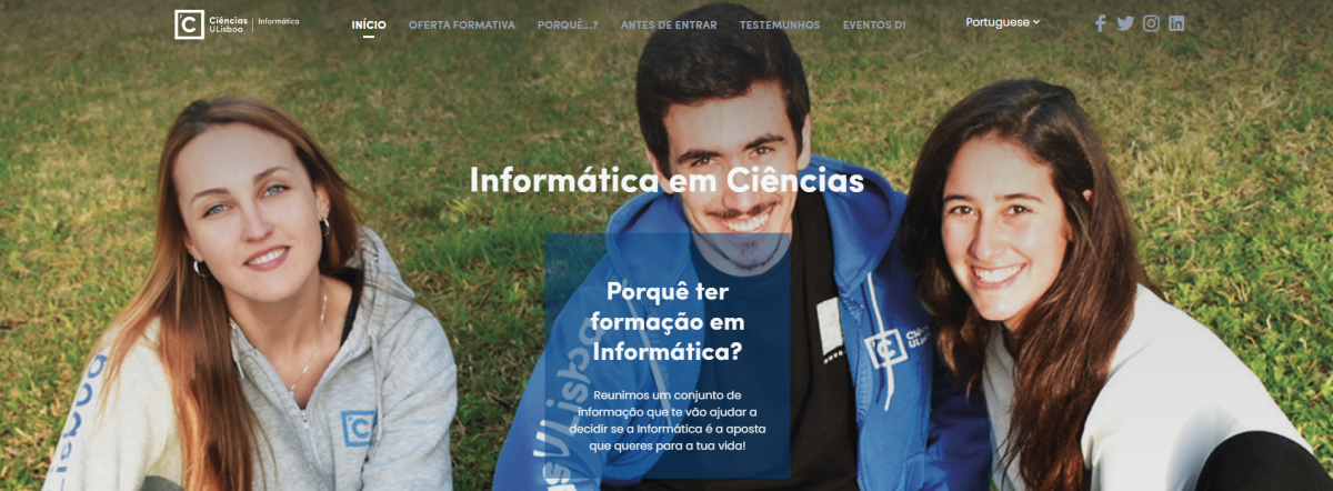 Pormenor da página "Informática em Ciências"