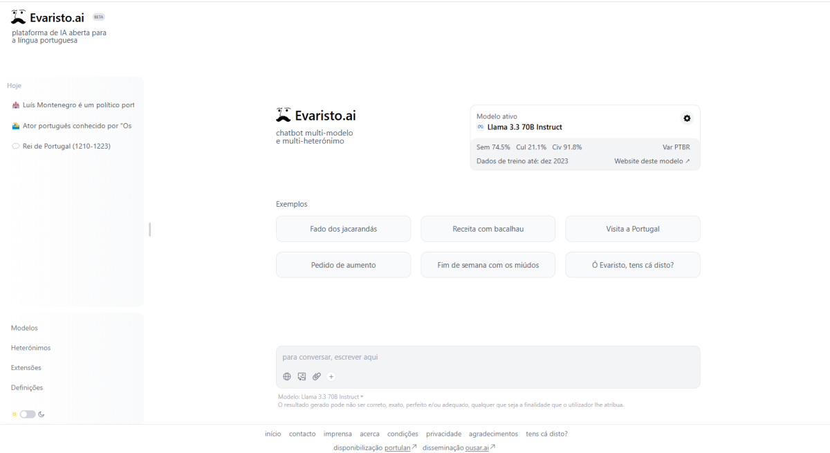 Evaristo.ai está apto a conversar com internautas e apresentar soluções para diferentes problemas
