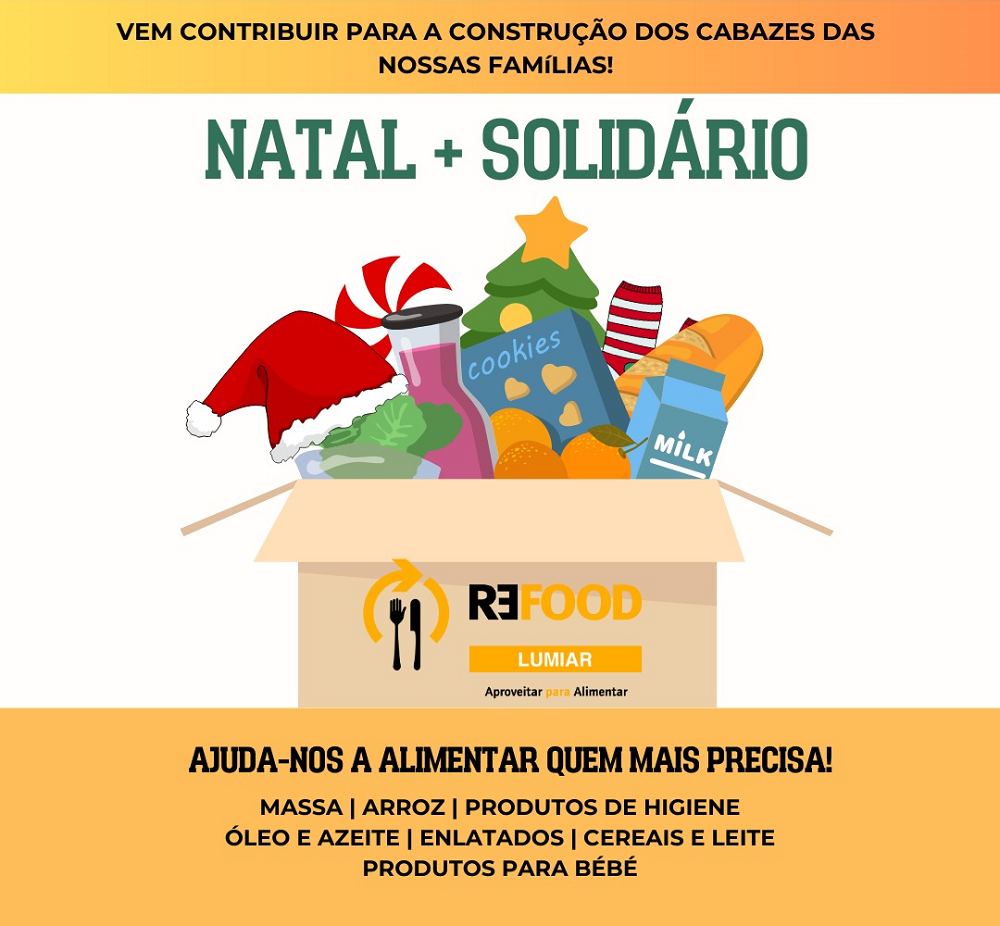 Cartaz da campanha (inclui uma ilustração representativa de produtos alimentares dentro de uma caixa)