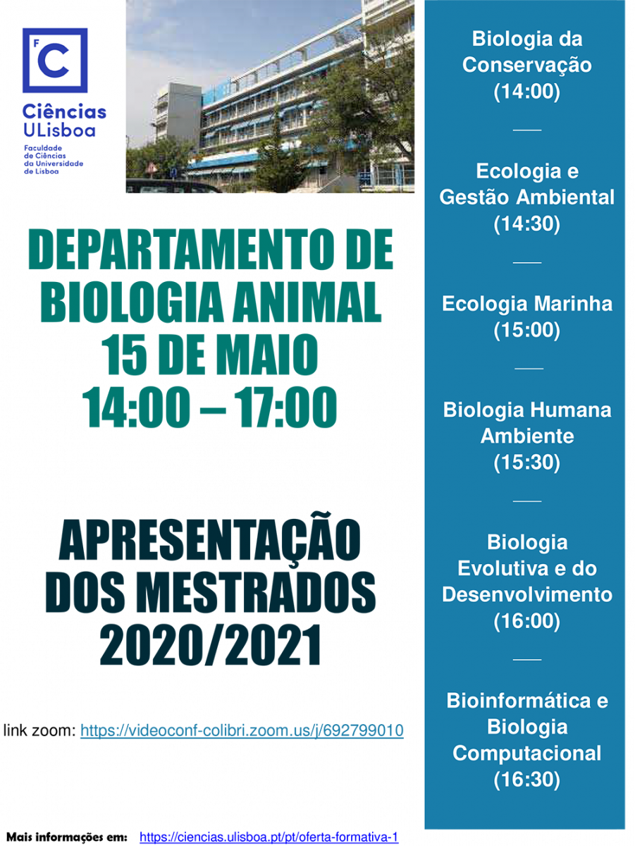 Cartaz da Sessão de Apresentação dos Mestrados do Departamento de Biologia Animal