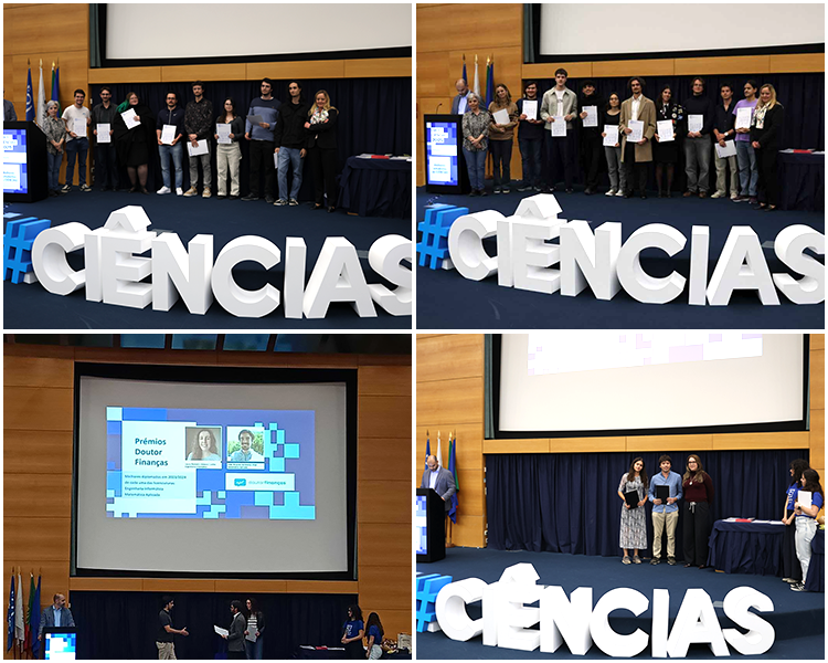 Mosaico de fotografias de alunos premiados no Dia de Ciências 2025