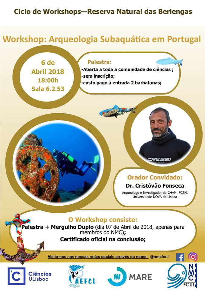 Cartaz da palestra "Arqueologia Subaquática em Portugal"