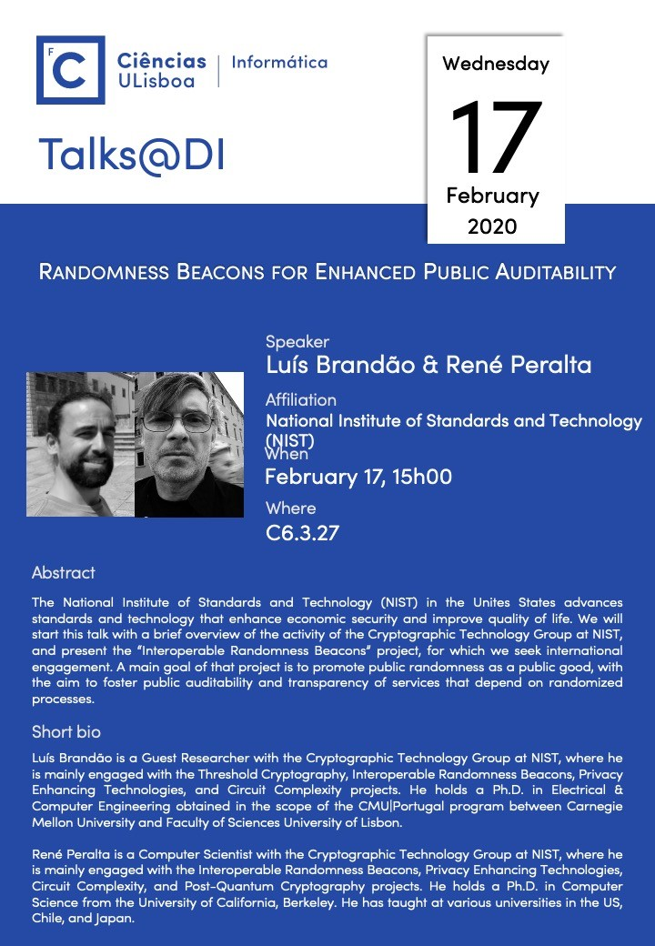 Talks@DI "Randomness Beacons for Enhanced Public Auditability"