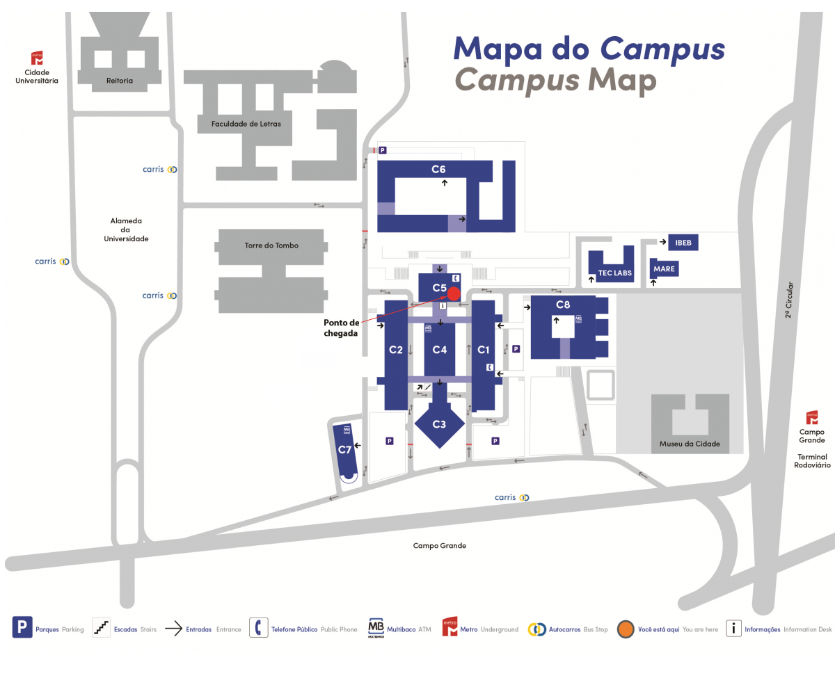 Mapa do Campus de Ciências ULisboa (inscrições 2021/2022)