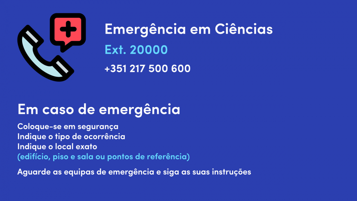 Contactos em caso de emergência em Ciências