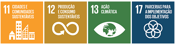 “11 - Cidades e Comunidades Sustentáveis”, "12 - Produção e Consumo Sustentáveis", "13 - Ação Climática", "17 - Parcerias para a Implementação dos Objetivos"