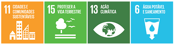 “11 - Cidades e Comunidades Sustentáveis”, “15 - Proteger a Vida Terrestre", "13 - Ação Climática", "6 - Água Potável e Saneamento"