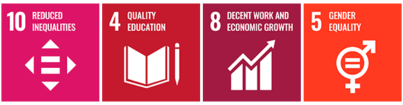 “10 - Reduced Inequalities”, "4 - Quality in Education", "8- Decent Work and Economic Growth", "5 - Gender Equality"