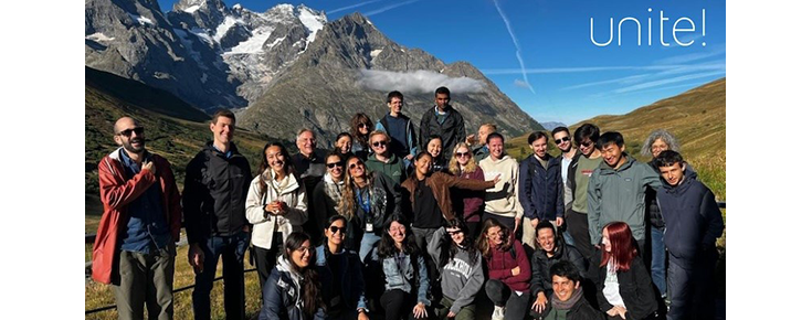 Group of young people in a mountainous area