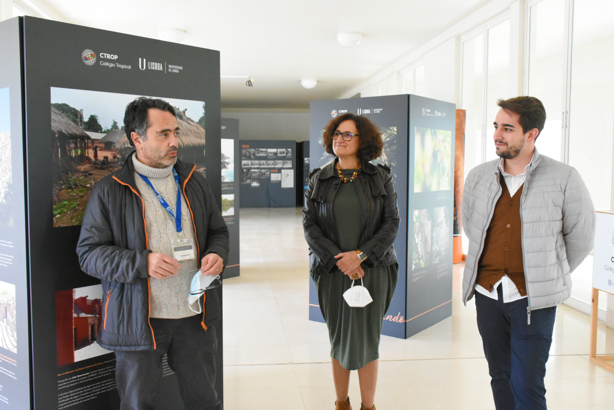 Pedro Almeida, Cristina Máguas e Rúben Oliveira na apresentação da exposição