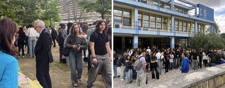 Luis Carriço e alunos durante o Dia Aberto