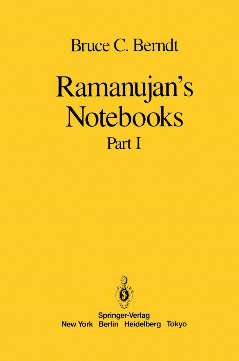 Capa "Ramanujan's Notebooks Part I"