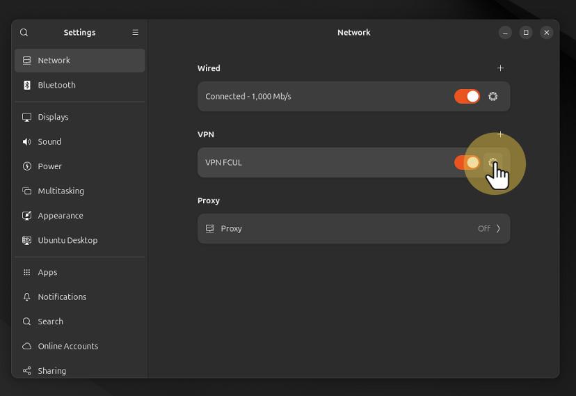 Acesso ás definições