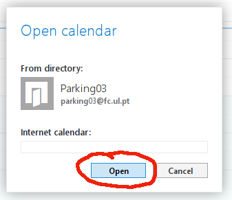 Depois de selecionado um, o botão open ativa a visualização desse calendário