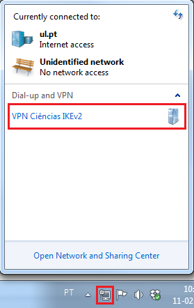Escolher a ligação de VPN criada