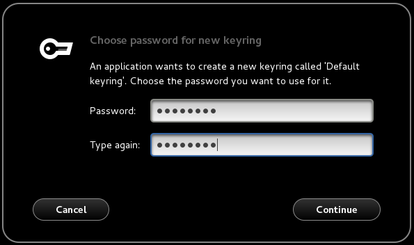 Choose password for new keyring