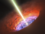Ilustração de um buraco negro ativo no centro de uma galáxia