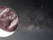 Composição de uma imagem de Vénus obtida no infravermelho com a Via Láctea em fundo