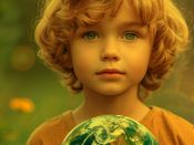 Criança a segurar num globo terrestre