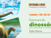 Título/data/local do evento e representação de dinossáurios