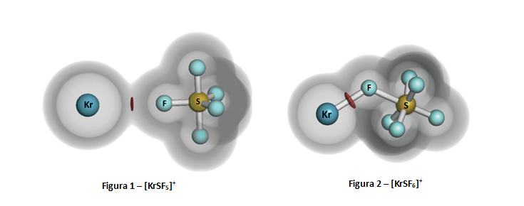 Complexo não covalente de composição [KrSF5]+ (Fig. 1), que provem duma molécula estável, [KrSF6]+ (Fig. 2), em resultado da reação direta de hexafluoreto de enxofre com crípton ionizado