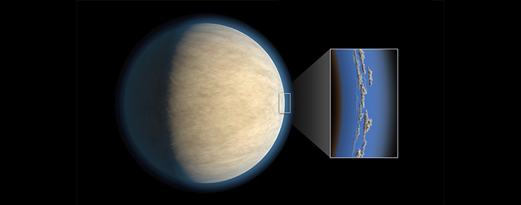 Exoplaneta e núvens