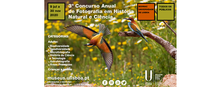 Fotografia de aves, acompanhada de informações diversas sobre o Concurso