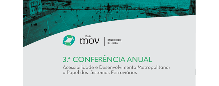 Título do evento, logótipo da redeMOV e fotografia da Praça do Comércio (Lisboa)