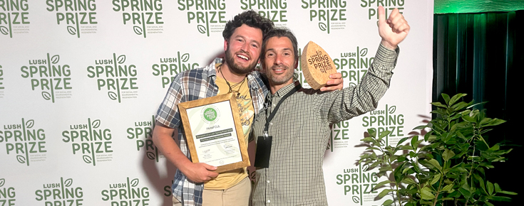 HortaFCUL ganha prémio LUSH Spring Prize Foto de António Vaz Pato e Tiago Silva, guardiões da HortaFCUL