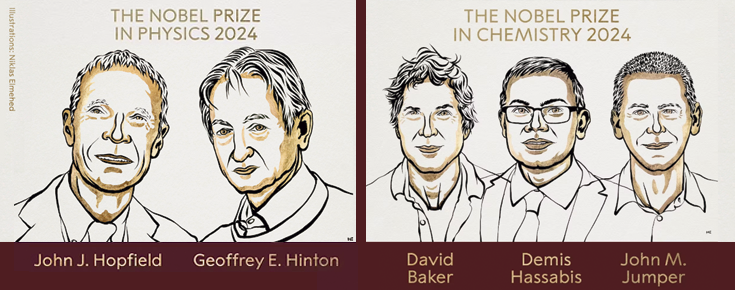 Prémio Nobel da Física 2024 - John J. Hopfield e a Geoffrey E. Hinton | Prémio Nobel da Química 2024 - Demis Hassabis, John M. Jumper e David Baker