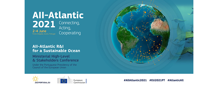 All-Atlantic 2021 Título e data do evento, acompanhados de representação do planeta Terra