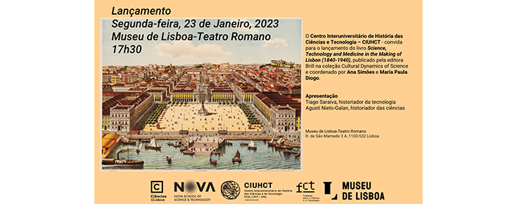 Convite para o evento, incluindo pintura representativa da cidade de Lisboa