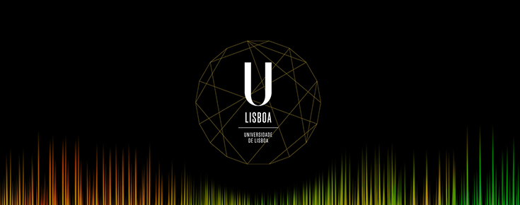 Identidade Sonora da Universidade de Lisboa Logótipo da ULisboa, sobre um fundo escuro e ondas sonoras