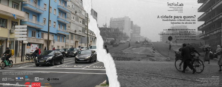 Sobreposição de fotografias antigas e atuais da cidade de Lisboa