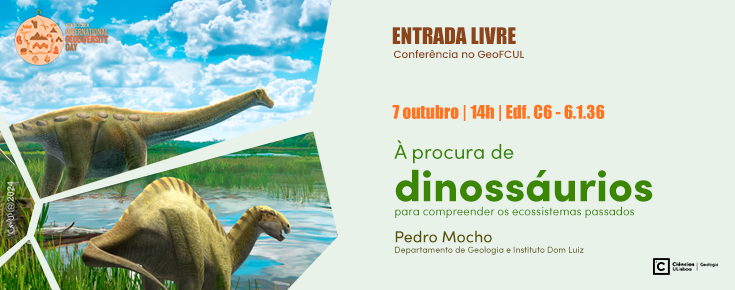 Título/data/local do evento e representação de dinossáurios