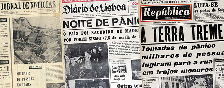 Recortes de jornal relativos ao sismo de 28 de fevereiro de 1969