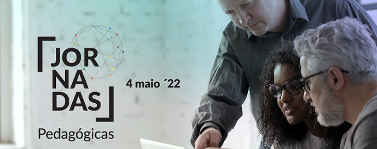 Jornadas Pedagógicas Título e data do evento, sobre uma fotografia de professores