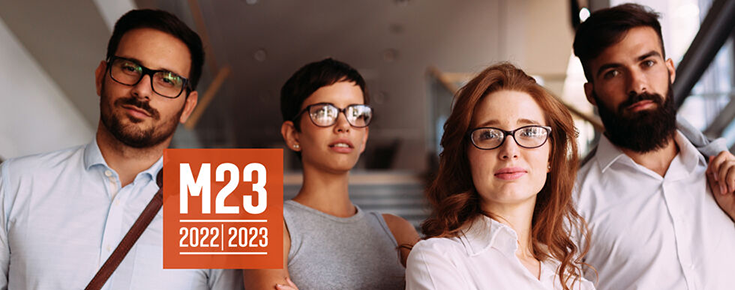 Fotografia de candidatos, acompanhada do título "M23 2022|2023"