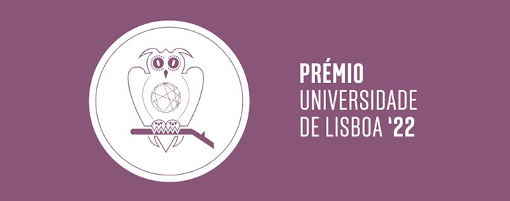 Candidaturas ao Prémio Universidade de Lisboa 2022 Logótipo do prémio, sobre um fundo rosa