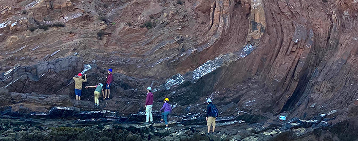 Fotografia de alunos em trabalho de campo