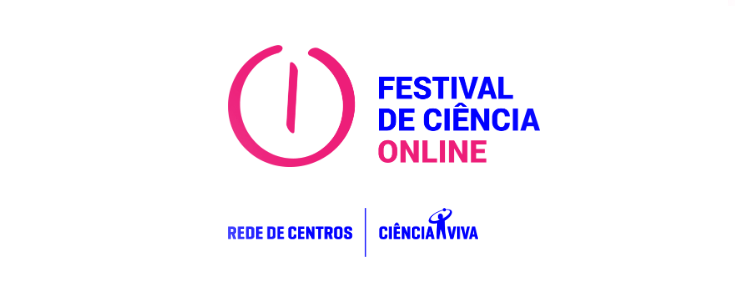 Logótipo do Festival de Ciência Online, sobre um fundo branco