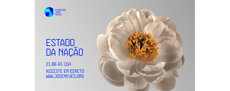 Título e data do evento, logótipo da FJN e fotografia de uma flor