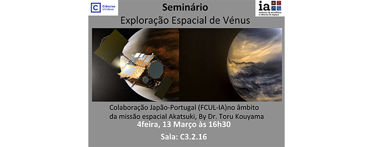 Título/data/orador do evento, sobre duas imagens de Vénus