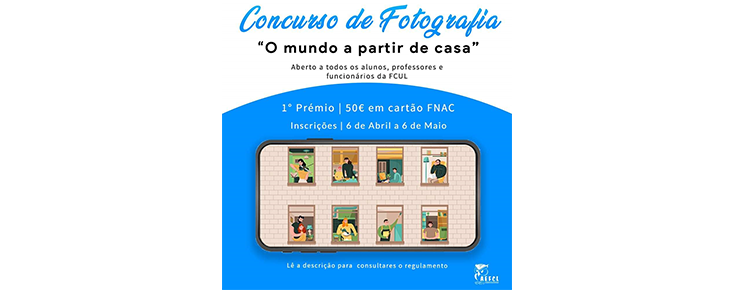 Imagem ilustrativa do concurso de fotografia, acompanhada de várias informações úteis (título, data, participantes e entidade organizadora)