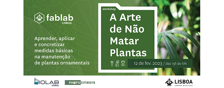 Título, data do evento, logótipos das entidades organizadoras e fotografia de plantas