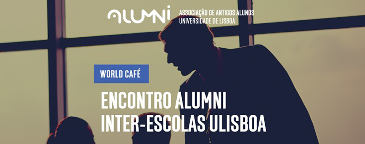 Título do evento sobre fotografia, em contraluz, representativa de ex-alunos da ULisboa